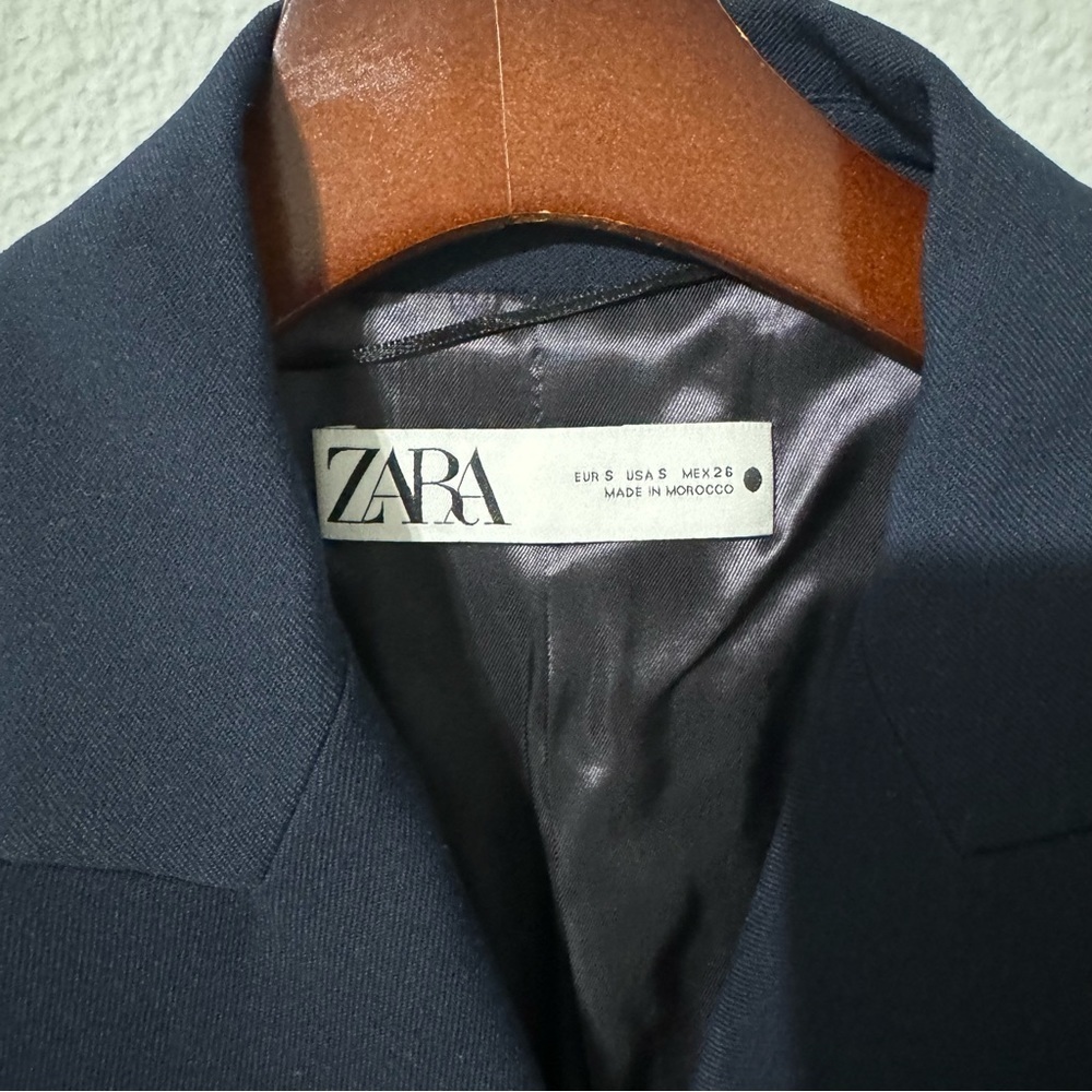 Zara Bloggers Fav Navy Blue Tailored Double Breasted Lapel Collar Blazer‎ Zs S - Picture 15 of 16